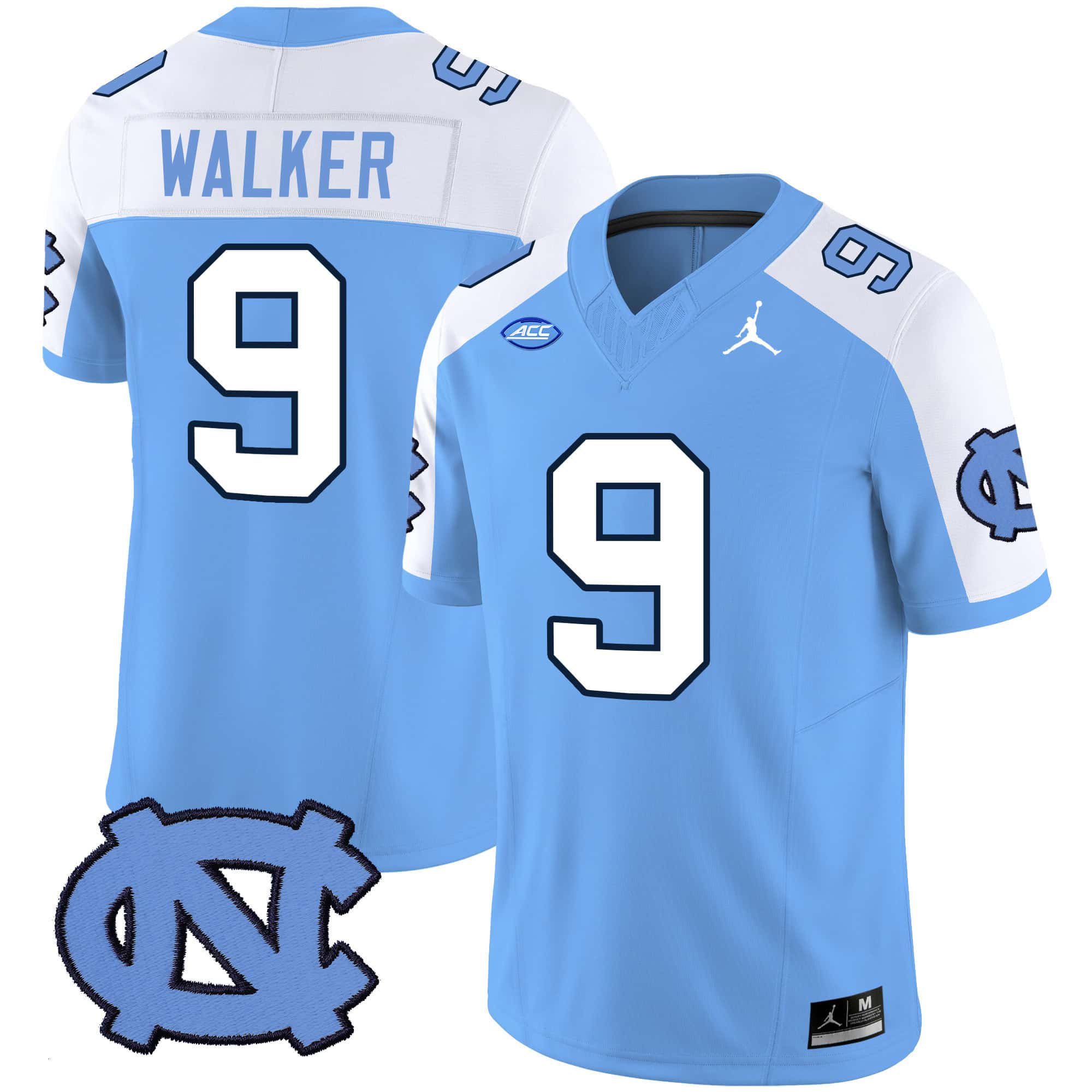 Men North Carolina Tar Heels #9 Walker Light Blue 2024 Vapor Limited NCAA Jersey->customized nfl jersey->Custom Jersey
